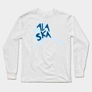 Alaska Doodle Letters Map Outline-blue Long Sleeve T-Shirt